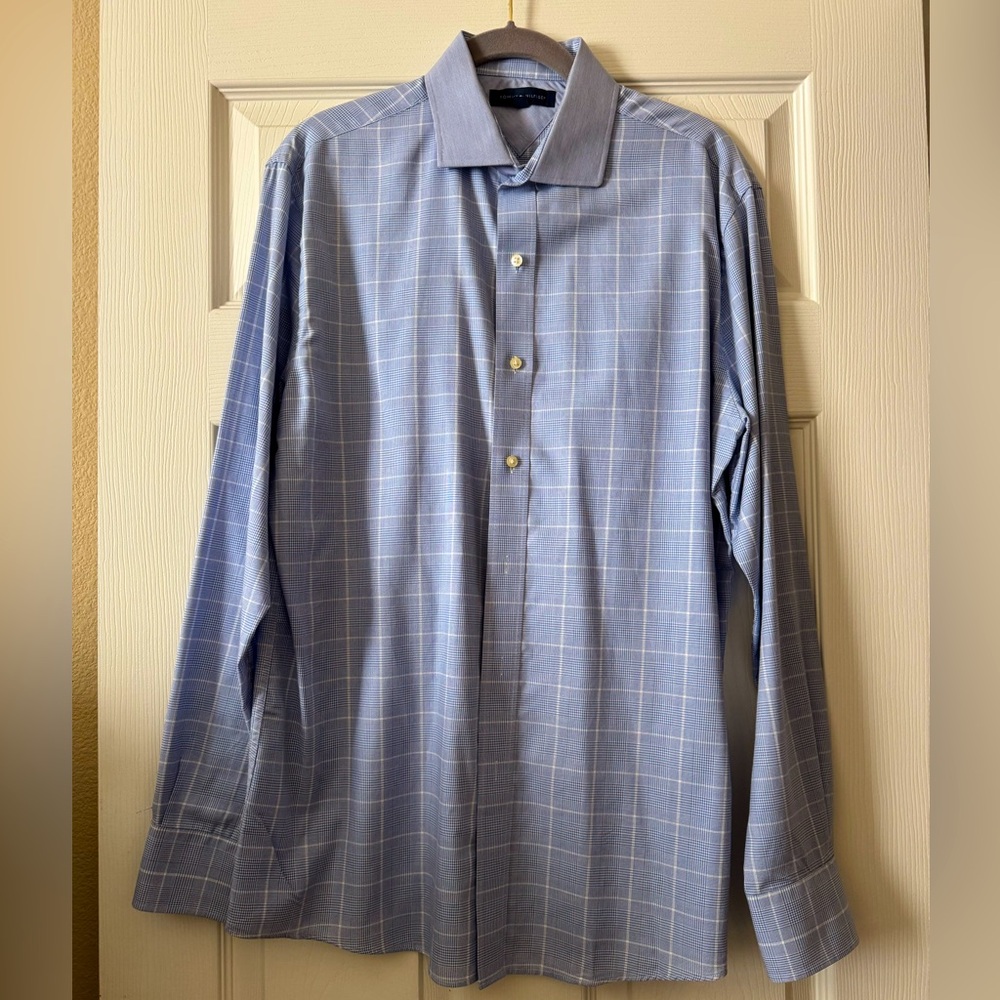 Tommy Hilfiger Blue and White Dress Shirt
